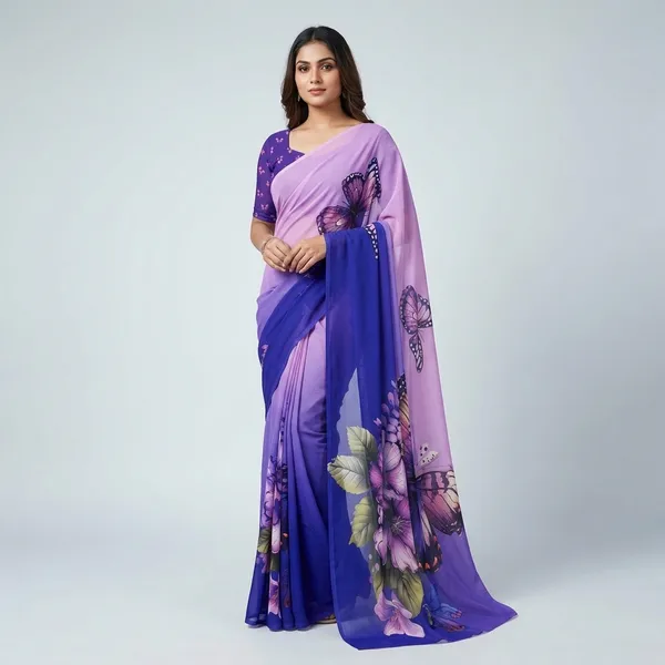 Purple_Pure_Georgette_Saree_Matching_Blouse_Piece_For_Women