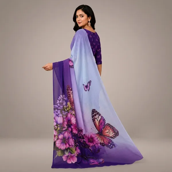 Purple_Pure_Georgette_Saree_Matching_Blouse_Piece_For_Women