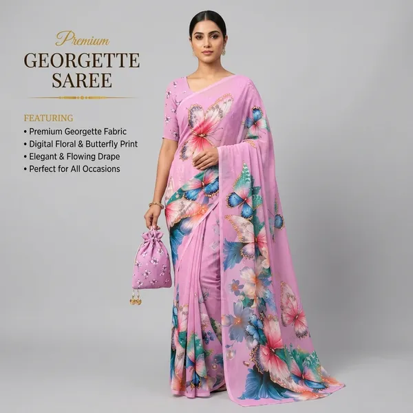 Pink_Pure_Georgette_Saree_Matching_Blouse_Piece_For_Women