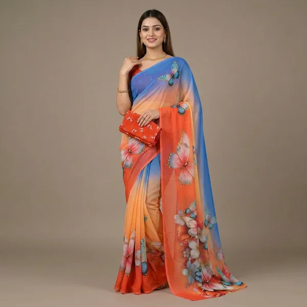 Pure_Georgette_Saree_Matching_Blouse_Piece_For_Women