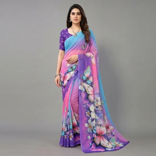 Pure_Georgette_Saree_Matching_Blouse_Piece_For_Women