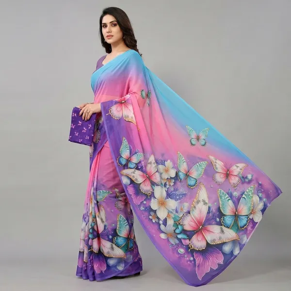 Pure_Georgette_Saree_Matching_Blouse_Piece_For_Women