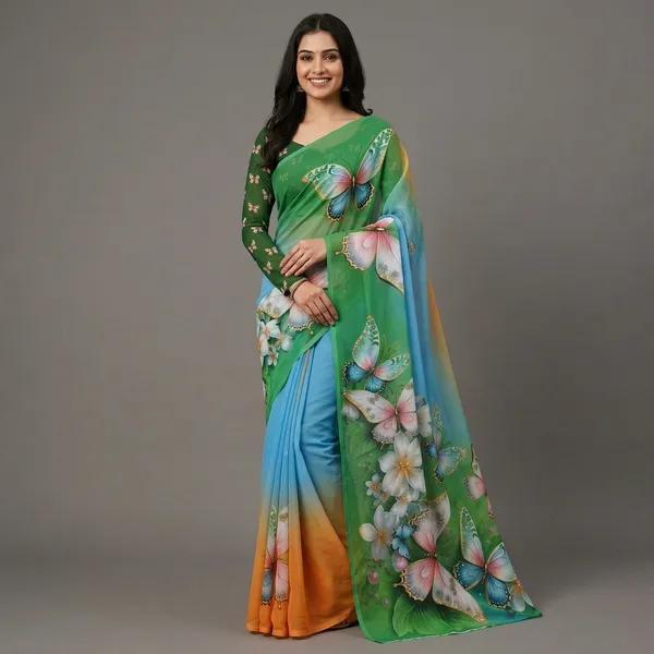 Pure_Georgette_Saree_Matching_Blouse_Piece_For_Women