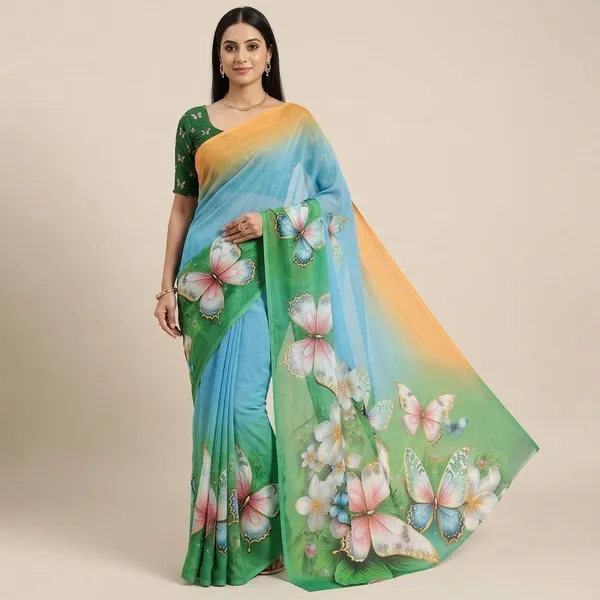 Pure_Georgette_Saree_Matching_Blouse_Piece_For_Women