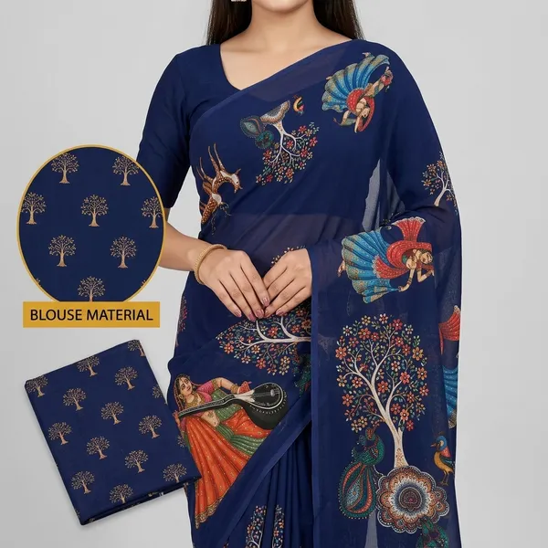 Navy_Blue_Moss_Silk_Crepe_Saree_Matching_Blouse_Piece_For_Women
