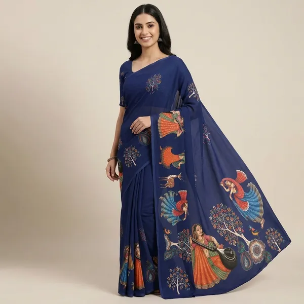 Navy_Blue_Moss_Silk_Crepe_Saree_Matching_Blouse_Piece_For_Women