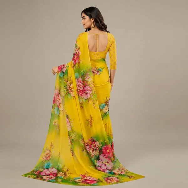 Yellow_Pure_Georgette_Saree_Matching_Blouse_Piece_For_Women
