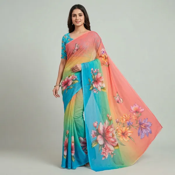 Pure_Georgette_Saree_Matching_Blouse_Piece_For_Women