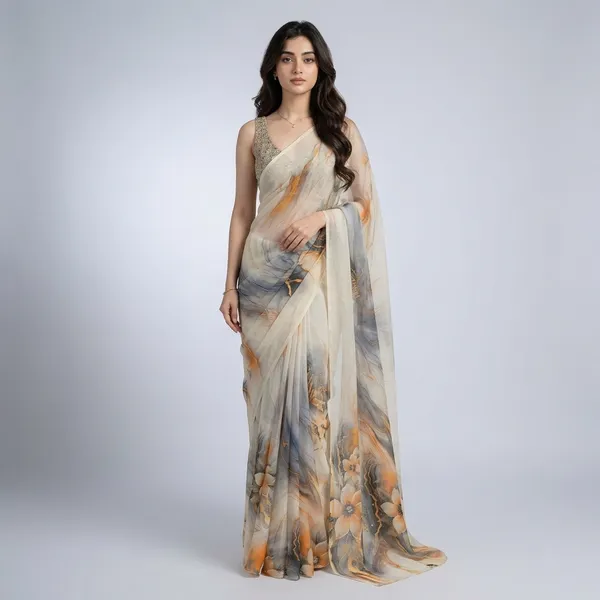 Off-White_Pure_Georgette_Saree_Matching_Blouse_Piece_For_Women