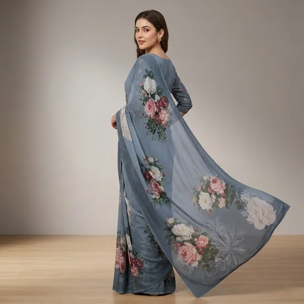 Grey_Pure_Georgette_Saree_Matching_Blouse_Piece_For_Women