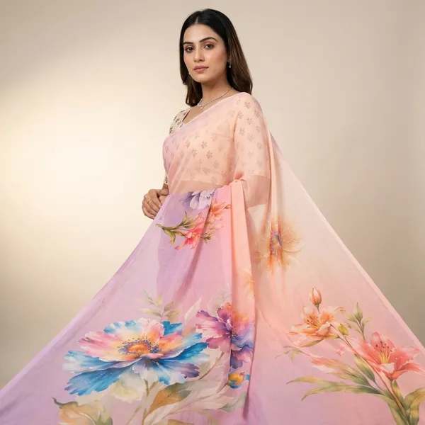 Pure_Georgette_Saree_Matching_Blouse_Piece_For_Women