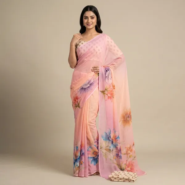 Pure_Georgette_Saree_Matching_Blouse_Piece_For_Women
