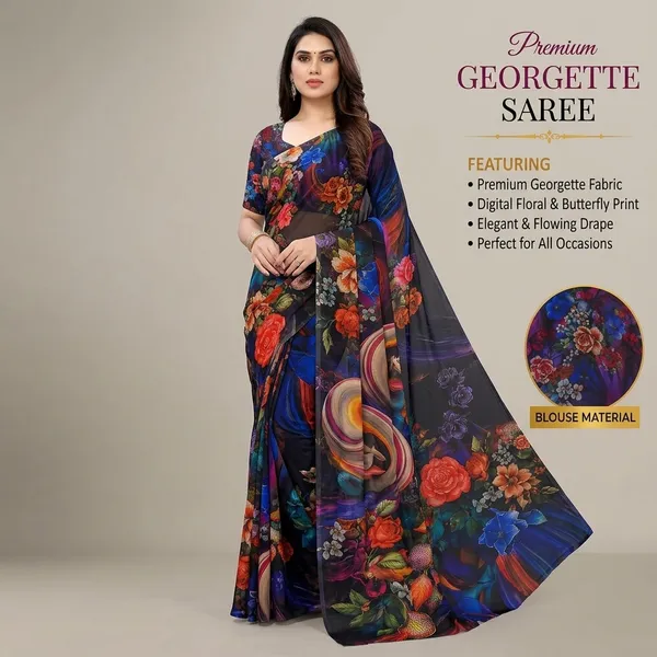 Black_Pure_Georgette_Saree_Matching_Blouse_Piece_For_Women