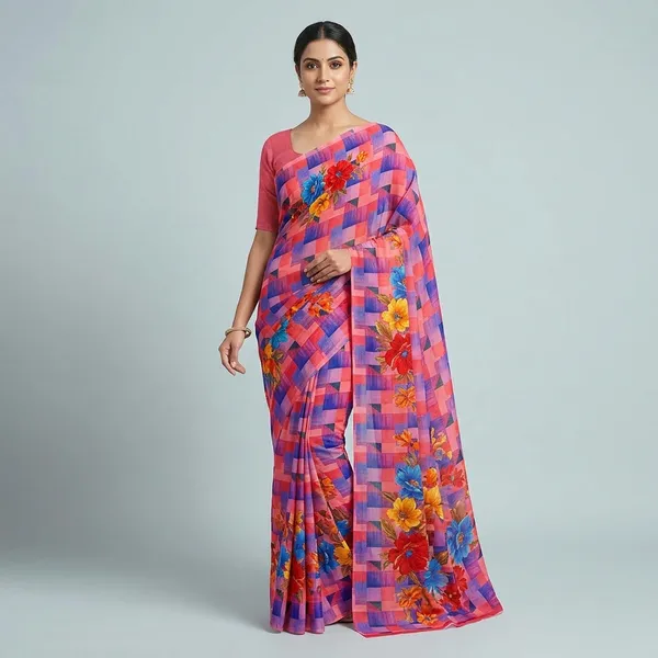 Pure_Georgette_Saree_Matching_Blouse_Piece_For_Women