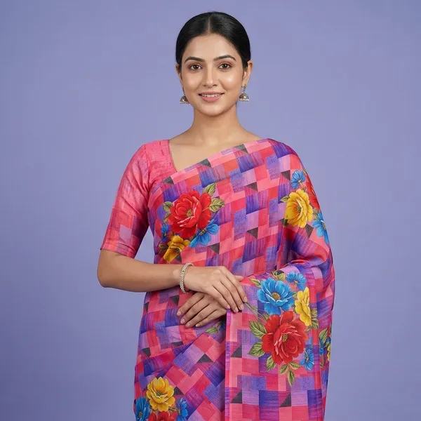 Pure_Georgette_Saree_Matching_Blouse_Piece_For_Women