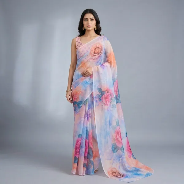 Pure_Georgette_Saree_Matching_Blouse_Piece_For_Women