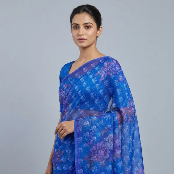 Blue_Pure_Georgette_Saree_Matching_Blouse_Piece_For_Women