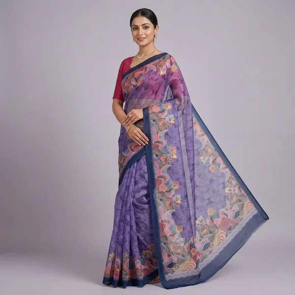 Purple_Pure_Georgette_Saree_Matching_Blouse_Piece_For_Women