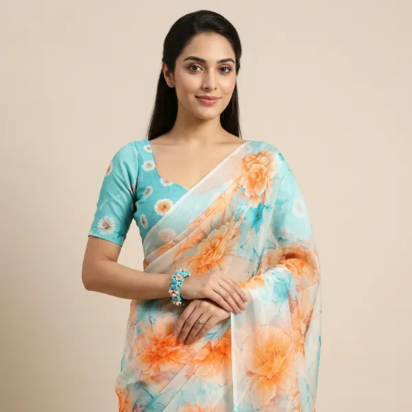 Pure_Georgette_Saree_Matching_Blouse_Piece_For_Women