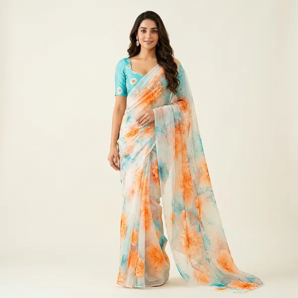 Pure_Georgette_Saree_Matching_Blouse_Piece_For_Women