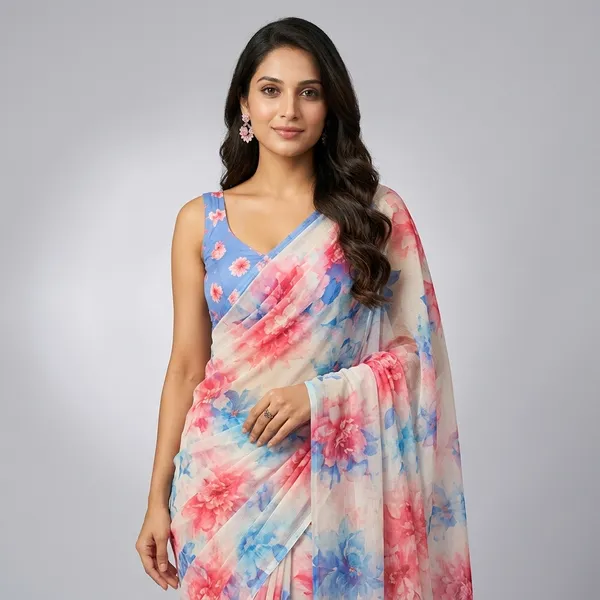Pure_Georgette_Saree_Matching_Blouse_Piece_For_Women