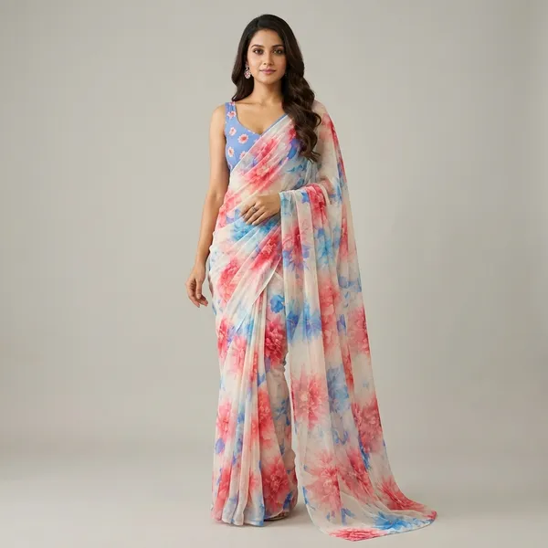 Pure_Georgette_Saree_Matching_Blouse_Piece_For_Women