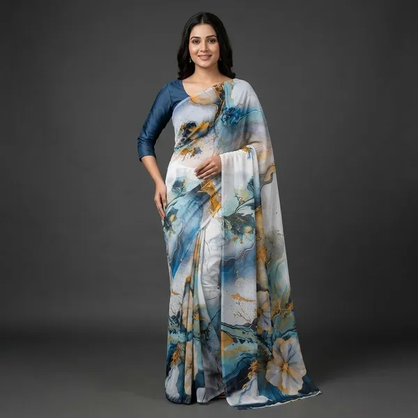 Pure_Georgette_Saree_Matching_Blouse_Piece_For_Women