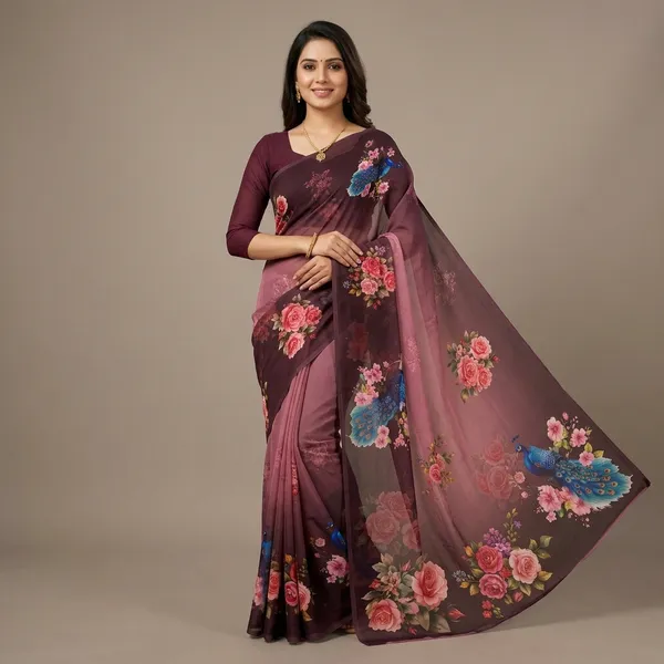 Mauve_Pure_Georgette_Saree_Matching_Blouse_Piece_For_Women