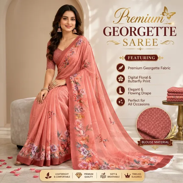 Pink_Pure_Georgette_Saree_Matching_Blouse_Piece_For_Women