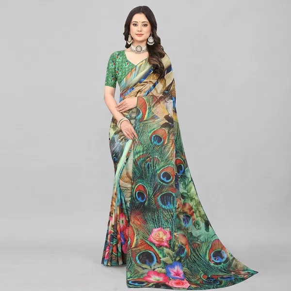 Pure_Georgette_Saree_Matching_Blouse_Piece_For_Women