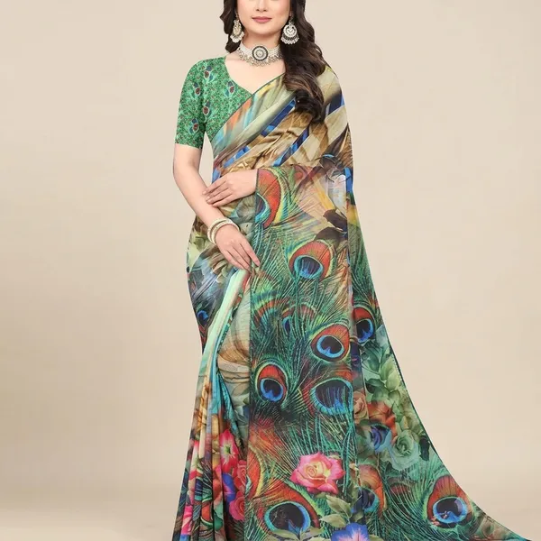 Pure_Georgette_Saree_Matching_Blouse_Piece_For_Women