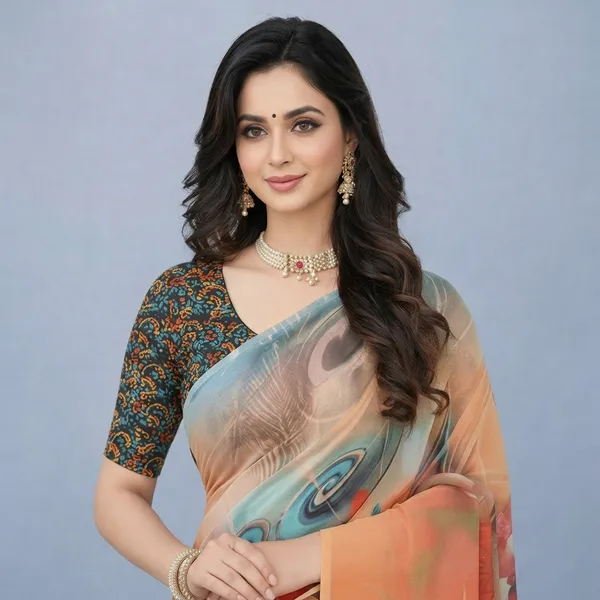 Pure_Georgette_Saree_Matching_Blouse_Piece_For_Women