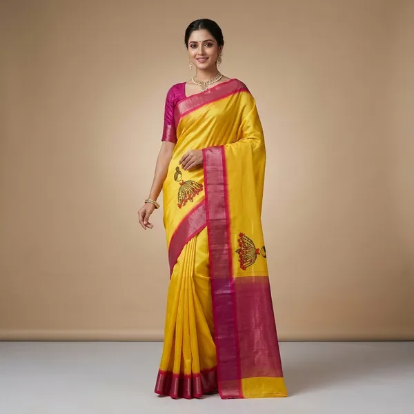 Yellow_Pure_Jamdhani_Cotton_Saree_Matching_Blouse_Piece_For_Women