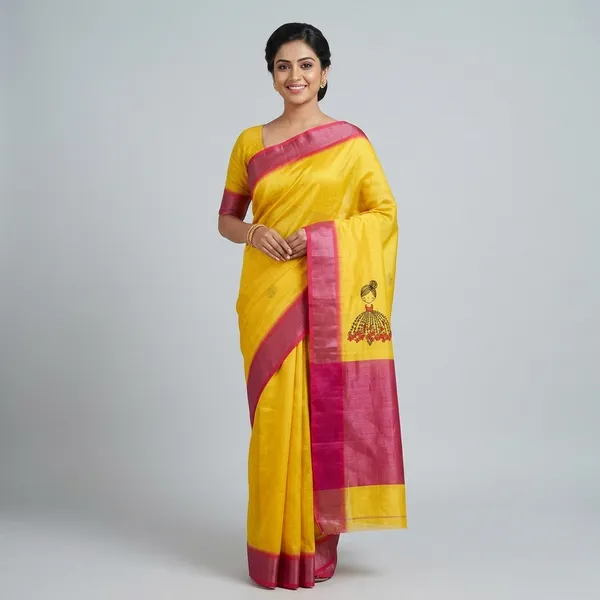 Yellow_Pure_Jamdhani_Cotton_Saree_Matching_Blouse_Piece_For_Women