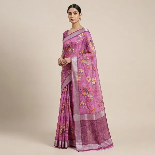 Pink_Pure_Jamdhani_Cotton_Saree_Matching_Blouse_Piece_For_Women