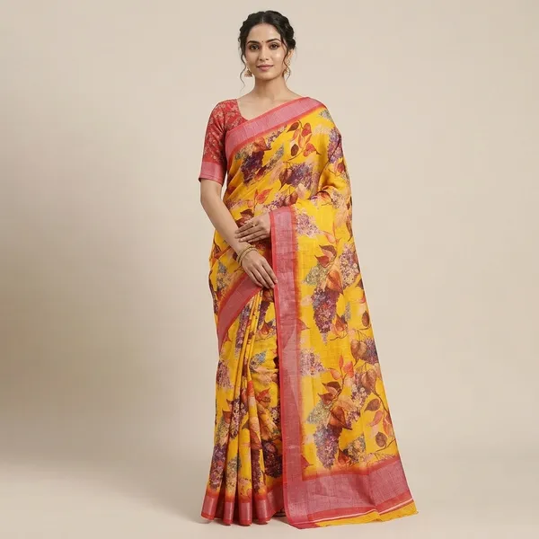 Yellow_Pure_Jamdhani_Cotton_Saree_Matching_Blouse_Piece_For_Women