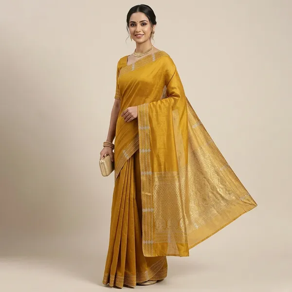 Mustard_Yellow_Mulberry_Silk_Saree_Matching_Blouse_Piece_For_Women
