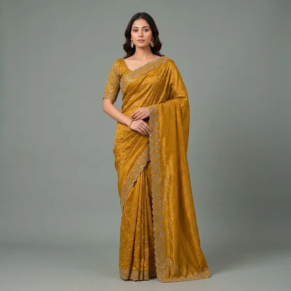 Mustard_Yellow_Mulberry_Silk_Saree_Matching_Blouse_Piece_For_Women