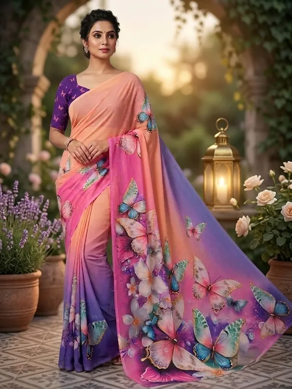 Pure_Georgette_Saree_Matching_Blouse_Piece_For_Women