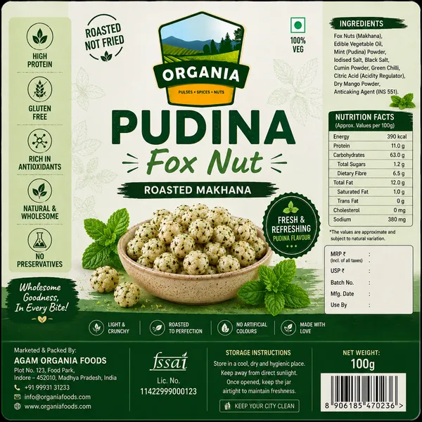 Pudina_Mint_Flavoured_Roasted_Makhana_Fox_Nuts_100G