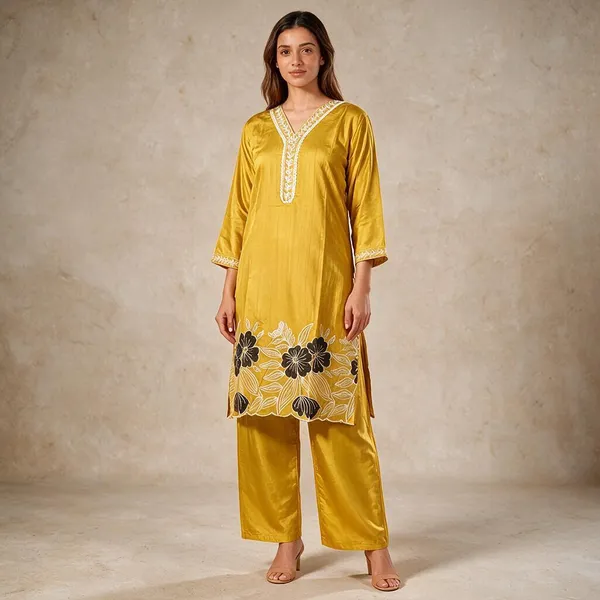 Yellow_Cotton_Straight_Embroidered_Kurta_Set_For_Women