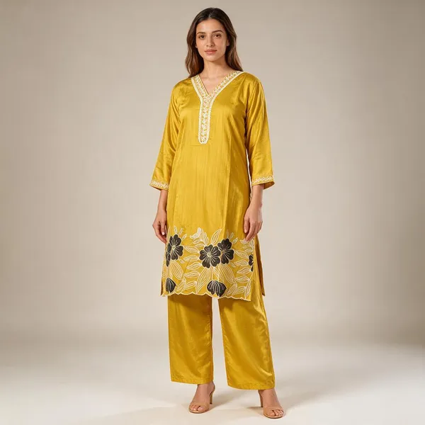 Yellow_Cotton_Straight_Embroidered_Kurta_Set_For_Women