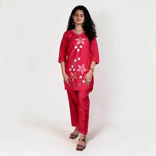 Red_Cotton_Straight_Embroidered_Cord_Set_For_Women