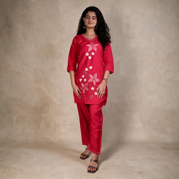 Red_Cotton_Straight_Embroidered_Cord_Set_For_Women