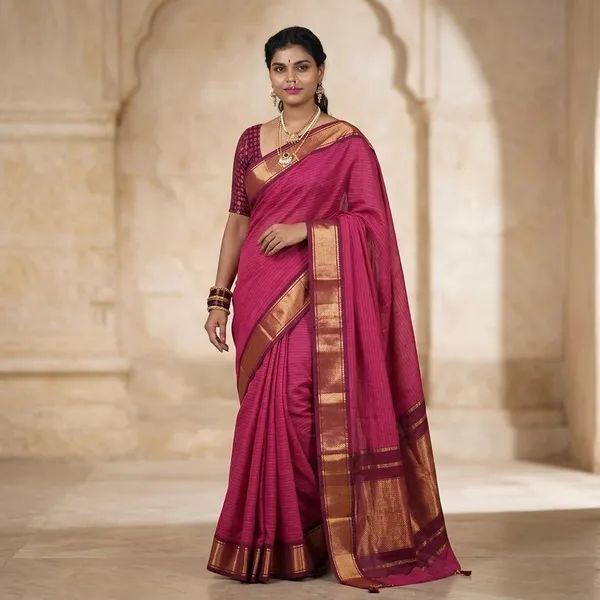 Pink_Handloom_Pre_Kanchi_Cotton_Saree_For_Women