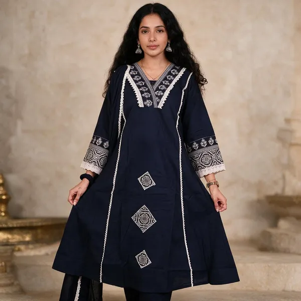 Navy_Blue_Cotton_Straight_Salwar_Suit_For_Women