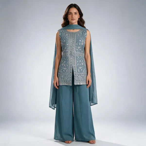 Blue_Georgette_Embroidered_3_Piece_Crop_Top_Set_For_Women
