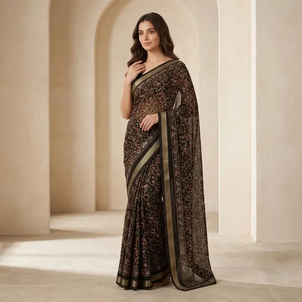 Navy_Viscose_Georgette_With_Zari_Border_Saree_For_Women