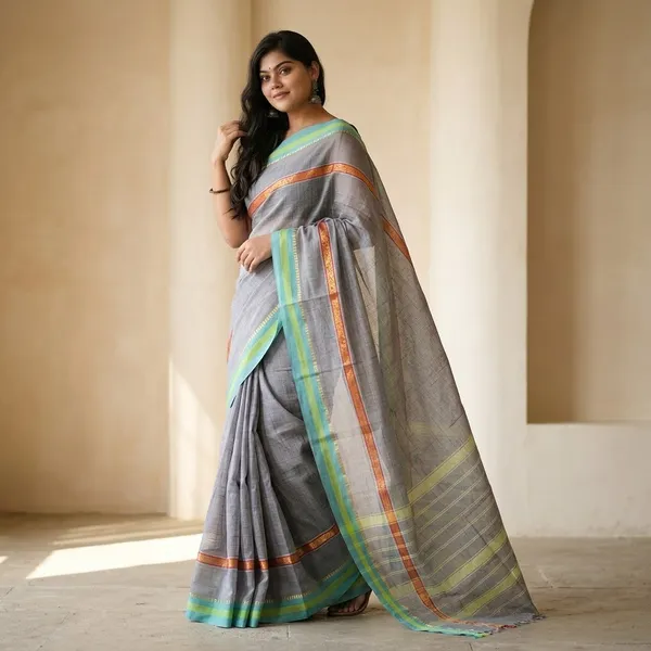 Grey_Handloom_Pure_Narayanpet_Cotton_Saree_For_Women
