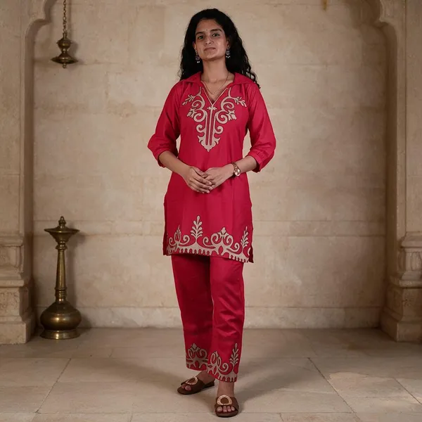 Red_Cotton_Straight_Embroidered_Cord_Set_For_Women